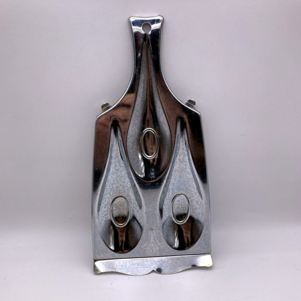 Vintage MCM Stainless Steel Kitchen Triple Spoon Rest Hanging 1950's,1960's